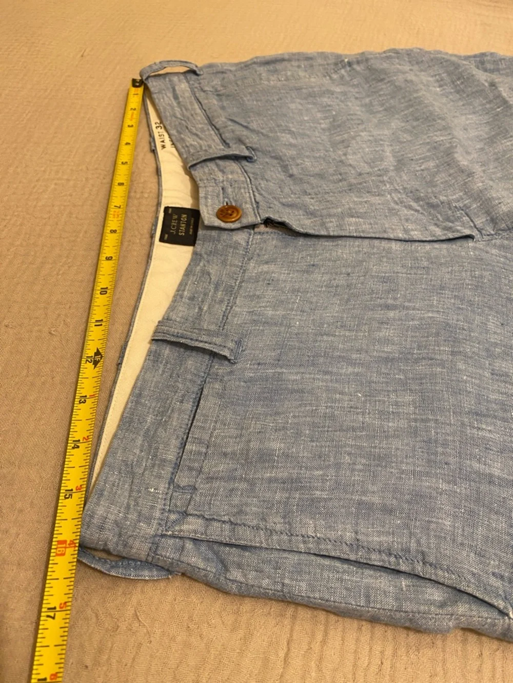 J. Crew Stanton Light Blue Men's Linen Shorts. Size 32